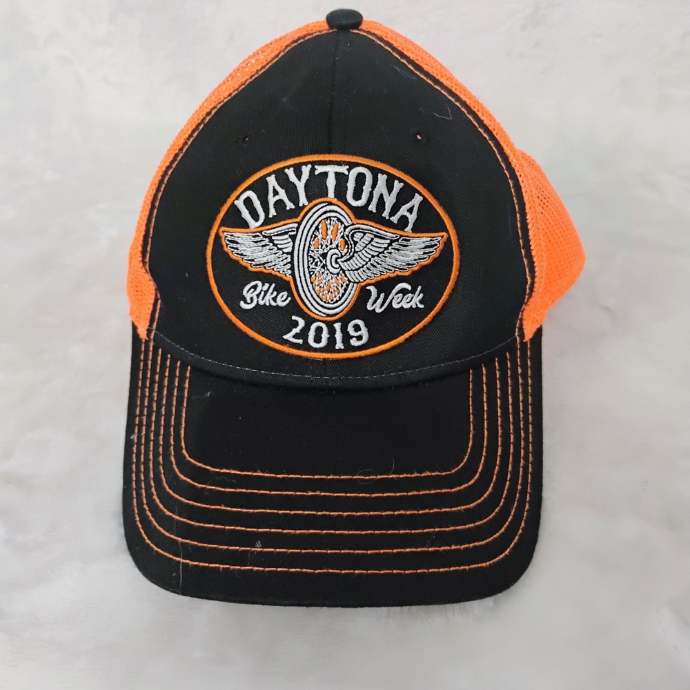 Otto Daytona Bike Week 2019 Trucker Hat Black Neon Orange Snapback